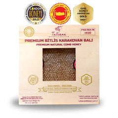 Tulliana Premium Polifloral (Çok Çiçekli) Organik Bitlis KarakovanPetek Balı:1200-1300gr:Honung