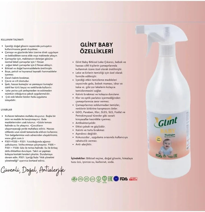 Glint %100 Bitkisel Çamaşır Leke Çıkarıcı Bebek Genel Temizleyici 1L