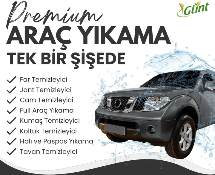 Glint %100 Bitkisel Çok Amaçlı Oto Temizleyici Araç Far Koltuk Paspas Temizleme Jant Parlatıcı 1L