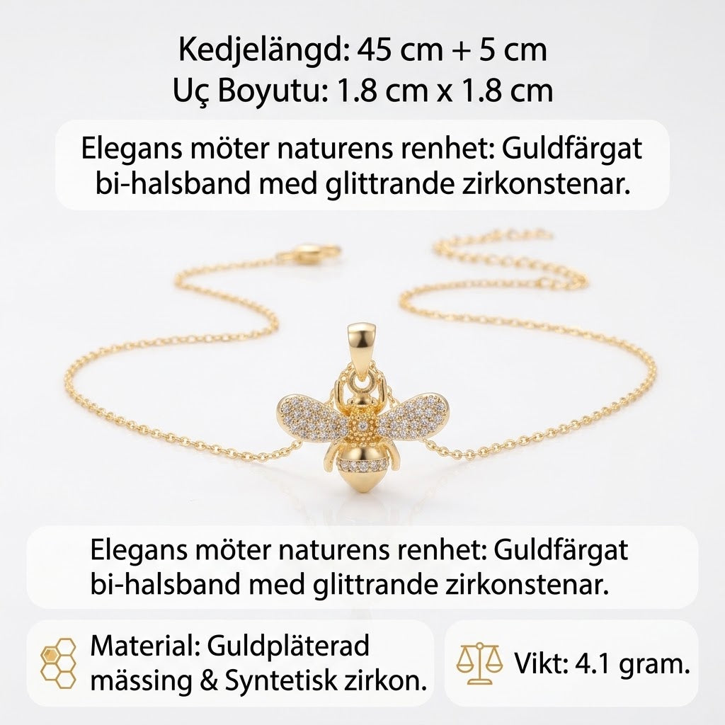 Bihalsband – elegant guldfärgat halsband med zirkonstenar