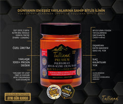 Tulliana Premium Polifloral (Çok Çiçekli) Organik Süzme Bitlis Balı 450g (Altın Bal Ödüllü):Blomma honung