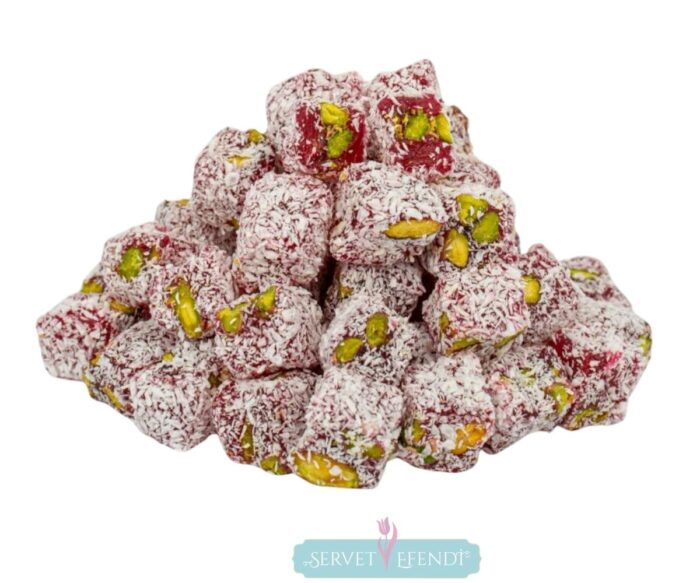 Fıstıklı Güllü Duble Safranbolu Lokumu:400gr-Premium Safranbolu Lokum - Dubbel Pistasch & Ros