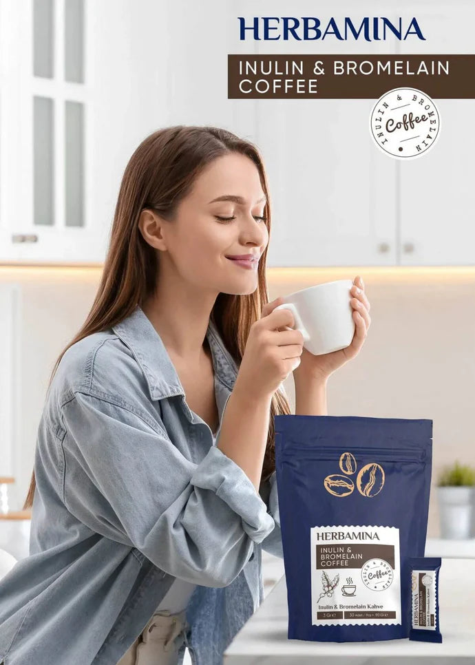 Herbamina Inulin and Bromelain Coffee 30 x 3g: HERBAMINA INULIN & BROMELAIN COFFEE 90 G